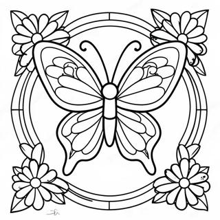 Butterfly Stained Glass Coloring Page 63783-51121