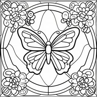 Butterfly Stained Glass Coloring Page 63783-51124