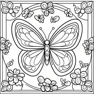 Colorful Butterfly Stained Glass Design Coloring Page 63784-51125