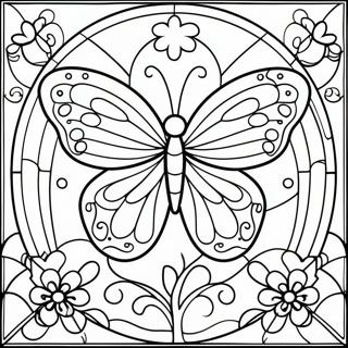 Colorful Butterfly Stained Glass Design Coloring Page 63784-51126