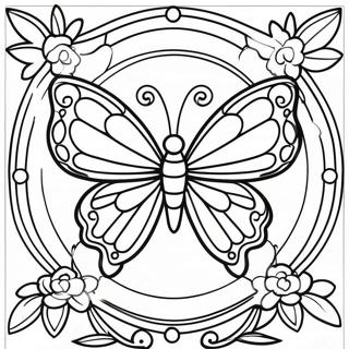 Colorful Butterfly Stained Glass Design Coloring Page 63784-51127