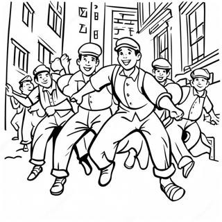 Dynamic Newsies In Action Coloring Page 63804-51148