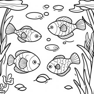 Pond Scene With Colorful Fish Coloring Page 6386-5210