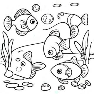 Pond Scene With Colorful Fish Coloring Page 6386-5211