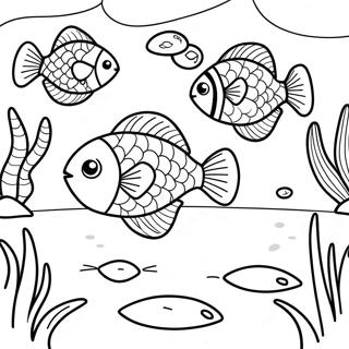 Pond Scene With Colorful Fish Coloring Page 6386-5212