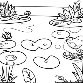 Serene Pond With Lily Pads Coloring Page 6387-5208