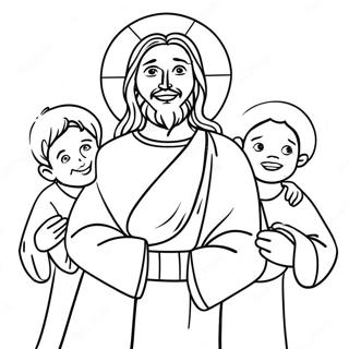 Joyful Jesus With Children Coloring Page 63914-51230