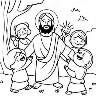 Joyful Jesus With Children Coloring Page 63914-51231