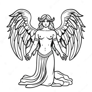 Dark Winged Fallen Angel Coloring Page 63954-51264