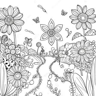 Intricate Flower Garden Grayscale Coloring Page 63974-51281