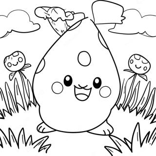 Happy Togepi Playing In The Grass Coloring Page 63994-51304