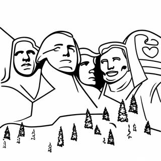 Famous Presidents At Mount Rushmore Coloring Page 64074-51361