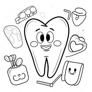 Cheerful Ada Dental Characters Coloring Page 64114-51393