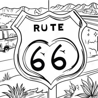 Vintage Route 66 Sign Coloring Page 64134-51411