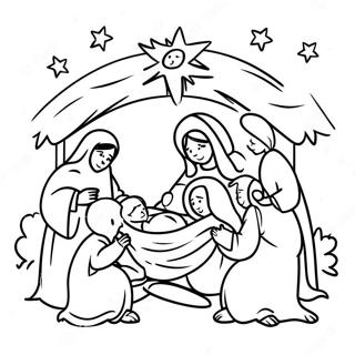 Joyful Nativity Scene Coloring Page 64194-51460