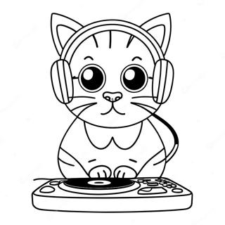 Cool Dj Catnip With Headphones Coloring Page 64224-51481