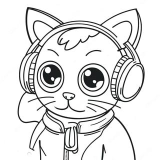 Cool Dj Catnip With Headphones Coloring Page 64224-51482