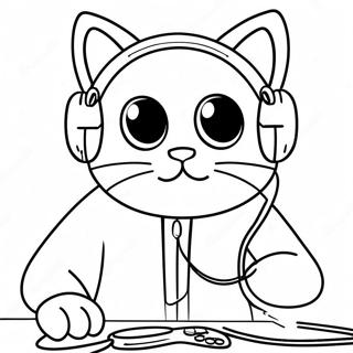 Cool Dj Catnip With Headphones Coloring Page 64224-51483