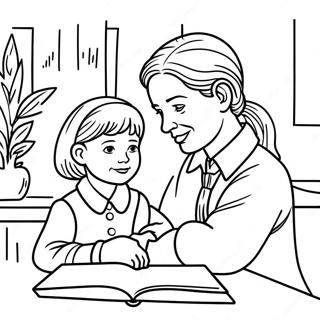 Polite Child Listening To Teacher Coloring Page 64274-51519