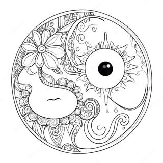 Whimsical Sun And Moon Yin Yang Coloring Page 64314-51553