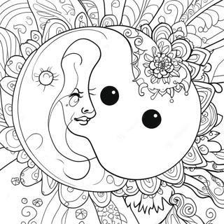 Whimsical Sun And Moon Yin Yang Coloring Page 64314-51554