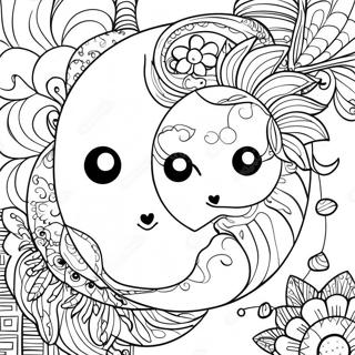 Whimsical Sun And Moon Yin Yang Coloring Page 64314-51555