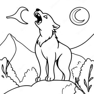 Majestic Wolf Howling At The Moon Coloring Page 64324-51558