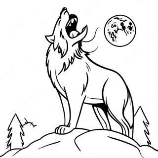 Majestic Wolf Howling At The Moon Coloring Page 64324-51559