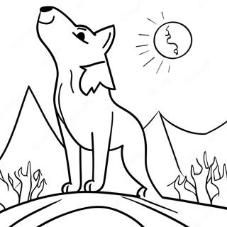 Majestic Wolf Howling At The Moon Coloring Page 64324-51560