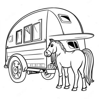 Horse Trailer With Horses Coloring Page 64353-51581