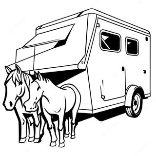 Horse Trailer With Horses Coloring Page 64353-51584