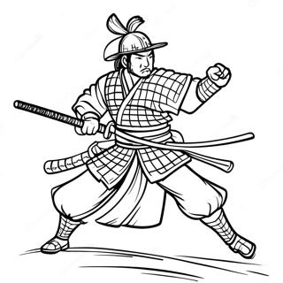 Fearless Samurai In Battle Coloring Page 6437-5249