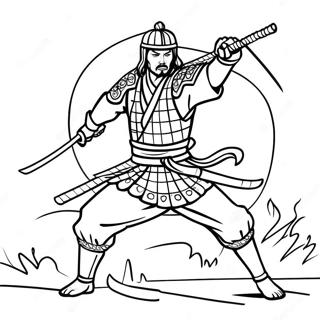 Fearless Samurai In Battle Coloring Page 6437-5250