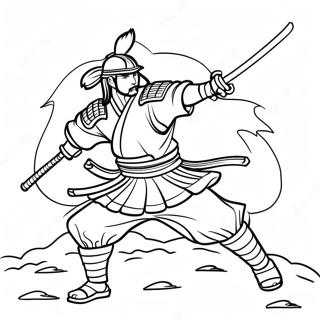 Fearless Samurai In Battle Coloring Page 6437-5251