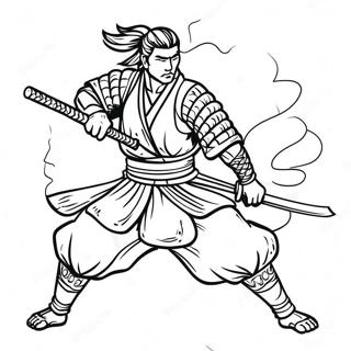 Fearless Samurai In Battle Coloring Page 6437-5252