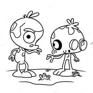 Colorful Peashooter Vs Zombie Coloring Page 64404-51627