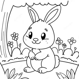 Cute Bunny In A Garden Coloring Page 64464-51677