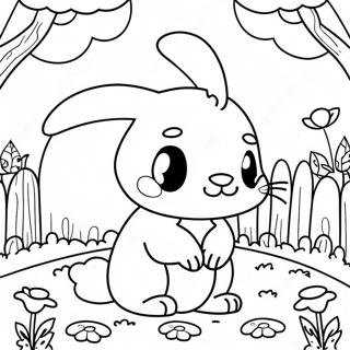 Cute Bunny In A Garden Coloring Page 64464-51678