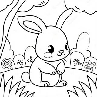 Cute Bunny In A Garden Coloring Page 64464-51679