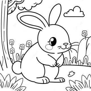 Cute Bunny In A Garden Coloring Page 64464-51680