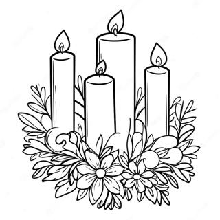 Colorful Advent Wreath With Candles Coloring Page 64534-51726