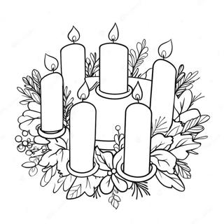 Colorful Advent Wreath With Candles Coloring Page 64534-51727