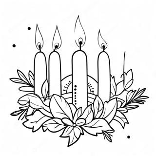 Colorful Advent Wreath With Candles Coloring Page 64534-51728