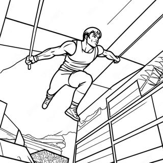 American Ninja Warrior Contestant In Action Coloring Page 64584-51763