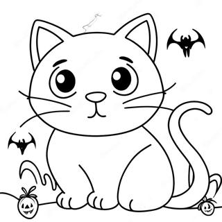 Spooky Black Cat Halloween Coloring Page 64624-51797