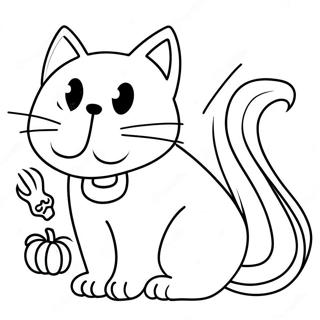 Spooky Black Cat Halloween Coloring Page 64624-51798