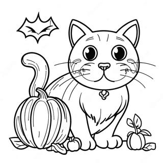 Spooky Black Cat Halloween Coloring Page 64624-51799