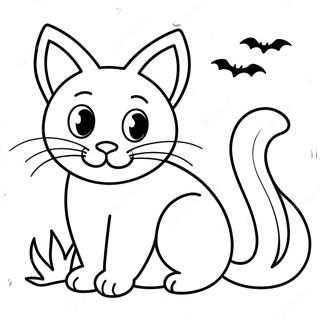 Spooky Black Cat Halloween Coloring Page 64624-51800