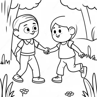 Omar And Hana Playing In The Park Coloring Page 64634-51803