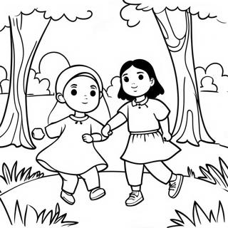 Omar And Hana Playing In The Park Coloring Page 64634-51804